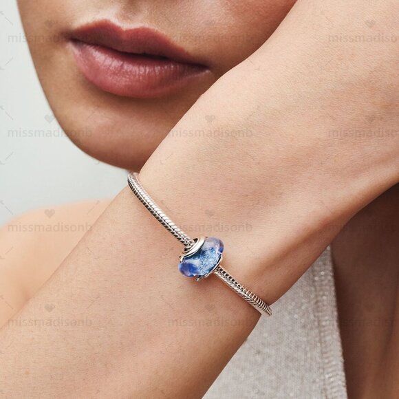 Pandora Wavy Blue Murano Glass Charm - Picture 5 of 6